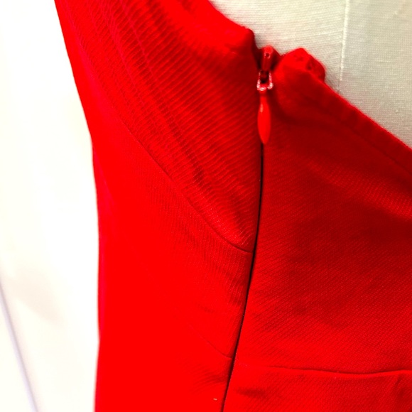 NWOT Anthropologie Red Halter Flounce MIDI Dress With Side Zip - Picture 6 of 11